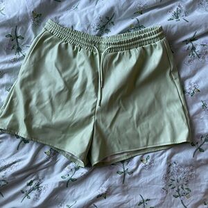 Green Pleather Shorts